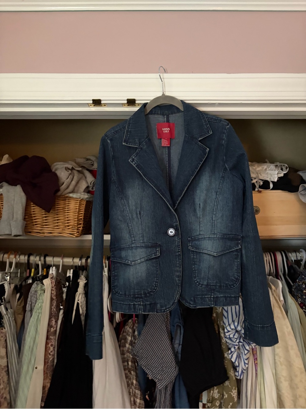 Miss Lili Dark Blue Denim Blazer Jacket